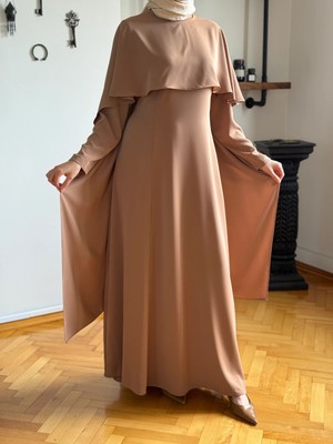 Navra Pelerinli Bel Bağlamalı Elbise 1002