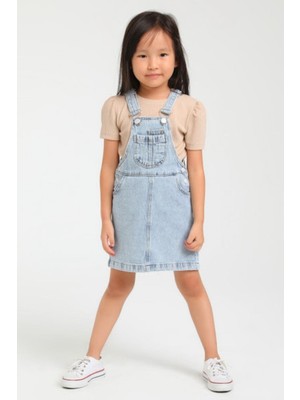 Escabel Kız Çocuk 1-5 Yaş Kot Salopet 24221 Kot Mavi