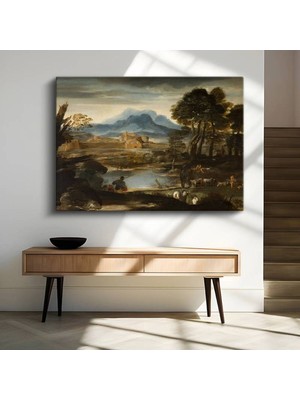 GülsenArt Claude Lorrain Pastoral Kırsal Manzara Kanvas Tablo Duvar Tablosu Dekoratif Ressam Tablosu