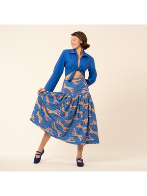 Zsa Zsa Zsu Protı Dijital Baskılı Etek - Lacivert