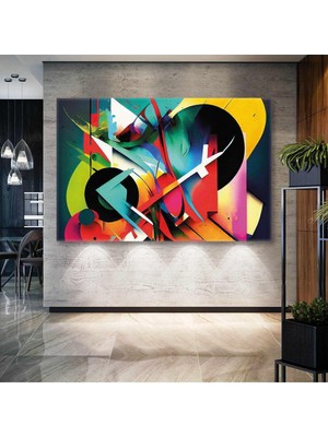 Abstract Kompozisyon Geometrik Şekiller Grafitti Yatay Hd Baskı Kanvas Tablo