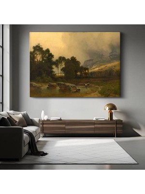 George Inness Nehir Kenarı Peyzaj Manzarası Kanvas Tablo Duvar Tablosu Dekoratif Ressam Tablosu