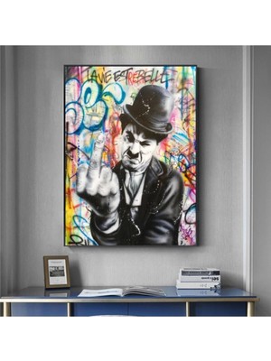 GülsenArt Dekoratif Charlie Chaplin Hd Baskı Kanvas Tablo Hd Dijital Baskı Dikey Kanvas Tablo 412