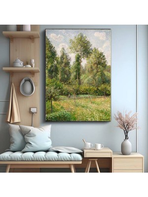 GülsenArt Camille Pissarro Yeşil Çayır Doğa Manzarası Kanvas Tablo Duvar Tablosu Dekoratif Ressam Tablosu