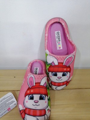 Gezer Yeni Sezon Rahat Taban Kışlık Tavşan Desenli Kız Çocuk Ev Terliği