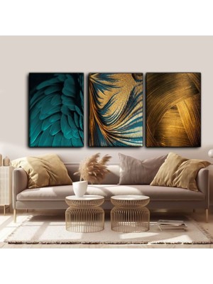 GülsenArt Dekoratif Tablonuz Dekoratif Şık Modern Hd Dijital Baskı 3'lü Dikey Kanvas Tablo Kombin H35