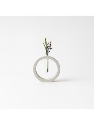 Tuffy Design Minimalist Dekoratif Beton Tüplü Vazo - Daire - Gri