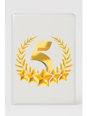 Nurdic Şeffaf Pasaport Kılıfı Kalın Mikron Kart Bölmeli Desenli Pasaport Kabı - 5 Yıldız