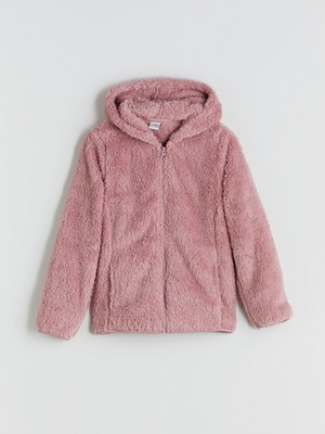 LC Waikiki Lcw Kids Lila Kapüşonlu Pelüş Kız Çocuk Fermuarlı SWEATSHIRT_8684684823432