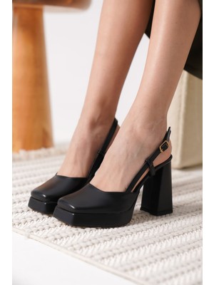 Mevese Nemrak Siyah Kadın Topuklu Ayakkabı