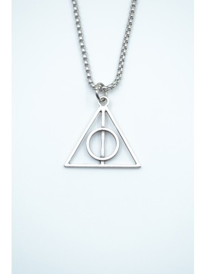 IDR Harry Potter Ölüm Yadigarları Üçgen Gümüş Kaplama Örme Zincir Kolye