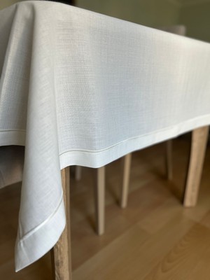 Meral Kurşun Collection Çeyizlik Piko Sarma Detaylı Dertsiz Masa Örtüsü Simsiz Kırık Beyaz