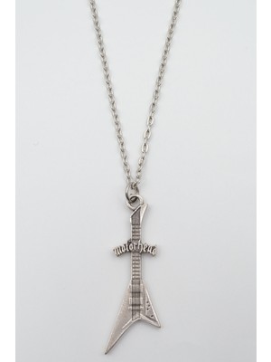 IDR Motorhead Elektro Gitar Gümüş Kaplama Düz Zincir Kolye