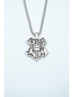 IDR Harry Potter Hogwarts Sembol Gümüş Kaplama Örme Zincir Kolye