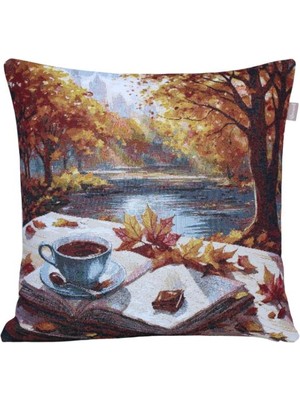 BELIEVE SONBAHAR KAHVE JAKARLI DOKUMA GOBLEN  DEKORATİF KIRLENT 45*45