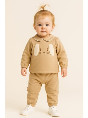 Gigi Giyim Gömlek Yaka Tavşan Baskılı Kız Çocuk Takım