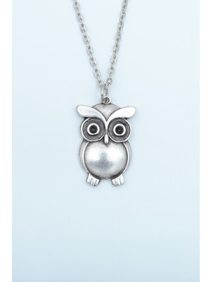 IDR Baykuş Gümüş Kaplama Düz Zincir Kolye