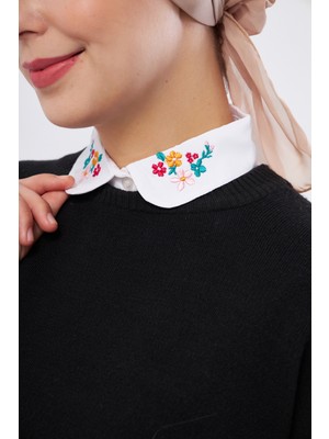 Hürrem Bone Beyaz Gömlek Yakalı Boyunluk Terikoton Nakışlı Çiçek Desenli 1023_42