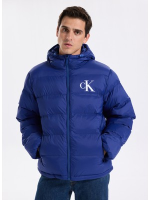 Calvin Klein Jeans Saks - Mavi Erkek Mont LV04RD528GIZ4 Ls Nylon Monogram Puf