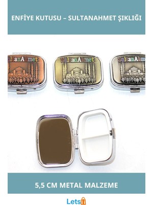 Letsii Istanbul Temalı Sultanahmet Baskılı Metal Enfiye Kutusu 5.5 cm