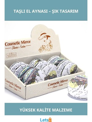 Letsii Yöresel Taşlı Zarif El Aynası