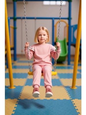 FRM Kız Çocuk Fırfırlı Örme Takım Günlük Şıklık ve Maksimum Konfor Için Ideal Kaliteli Şık Rahat