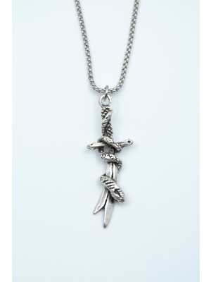 IDR Kılıç Gümüş Kaplama Örme Zincir Kolye