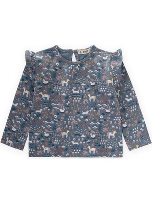 Cigit Uzun Kollu T-Shırt 1-7 Yaş Indigo Mavi