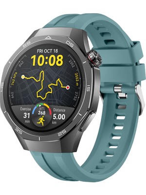 Sneezy Huawei Watch Gt5 Pro 46MM Ile Uyumlu Spor Silikon Metal Tokalı Soft Saat Kordonu