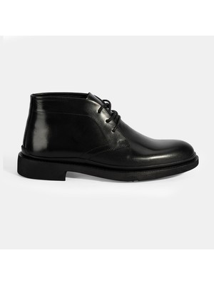 Desa Siyah Bağcıklı Erkek Deri Bot Platform Topuklu Tekstil Astar Özellikli