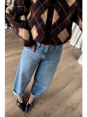 Sue Store Mavi Yüksek Bel Premium Balon Jean