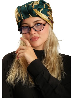 Hürrem Bone Zümrüt Pratik Hazır Geçmeli Tesettür Bone Ipek Desenli 2410_37