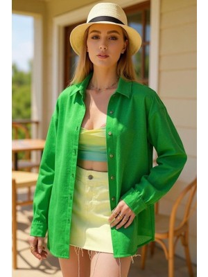 Nnstartshopping  Kadın Uzun Kollu Oversize Gömlek