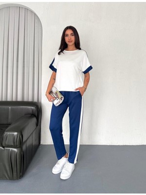 Nnstartshopping  Kadın Modal Dokulu Kumaş Yanı Şeritli Takım