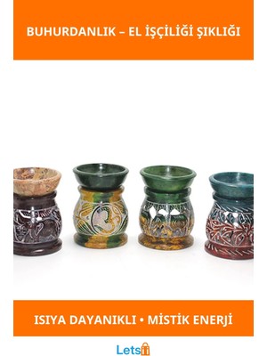 Letsii Doğal Obsidian Taşı Buhurdanlık El Yapımı Şık Tasarım