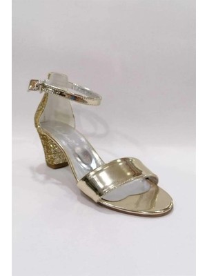 Mojo Bebek Mojo Kız Çocuk Simli Topuklu Abiye Ayakkabı 0058 Altın