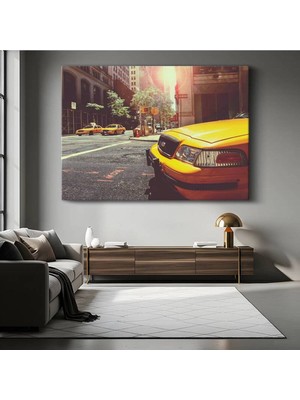 Ford Crown Victoria New Kanvas Tablo York Sarı Taksi Ön Görünüm Tablo
