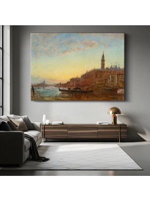Felix Ziem Venedik Günbatımı Su Resmi Kanvas Tablo Duvar Tablosu Dekoratif Ressam Tablosu