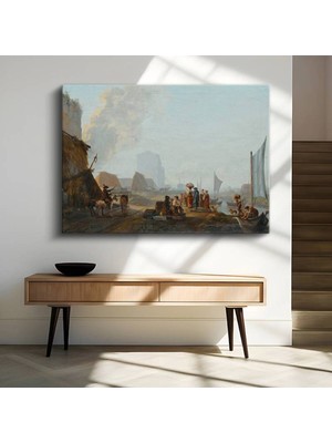 Aelbert Cuyp Nehir Kıyısı Kırsal Manzara Kanvas Tablo Duvar Tablosu Dekoratif Ressam Tablosu