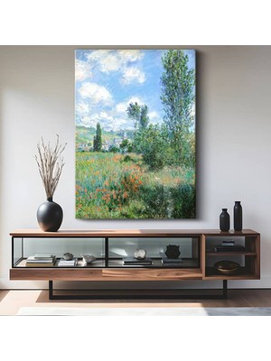 Claude Monet Kırmızı Gelincik Çiçek Tarlası Kanvas Tablo Duvar Tablosu Dekoratif Ressam Tablosu