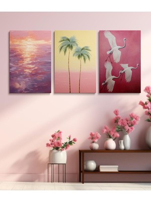 GülsenArt 3'lü Set Kanvas Duvar Tablosu Hd Dijital Baskı Dikey Canvas Tablo Boho Klasik Modern Eu 222