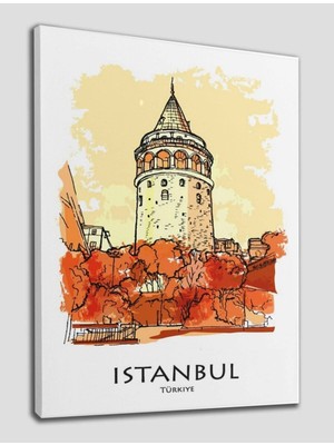Galata Kulesi Istanbul Dekoratif Hd Dijital Baskı Dikey Kanvas Tablo 1242 Ofis Dekoru
