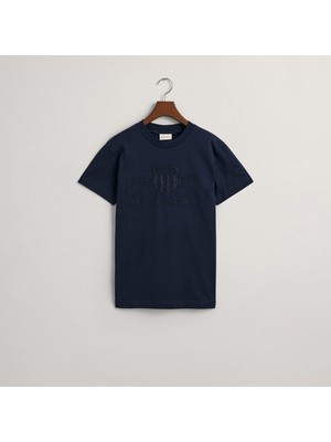 Gant Erkek Lacivert Regular Fit Bisiklet Yaka Logolu T-Shirt