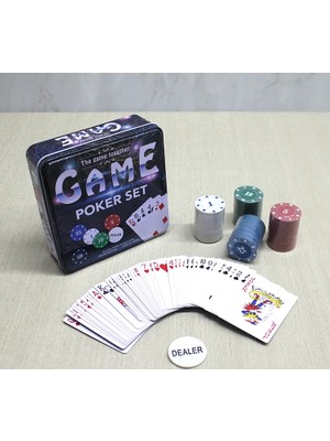 Mena Rise Metal Kutulu 80 Chip ve 1 Adet Iskambil  Kağit Setine Sahip Poker Oyunu ALK3534 - Lisinya