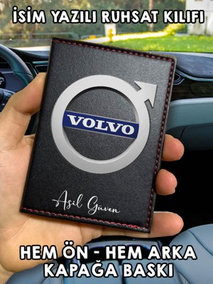 Nurdic Volvo Ön Arka Baskılı Oto Araç Ruhsat Kabı Kartlık Deri Isim Yazılı Kişiye Özel Cüzdan