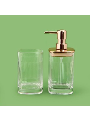 Matmel Bath 2'li Banyo Sıvı Sabunluk Seti - Altın / Şeffaf