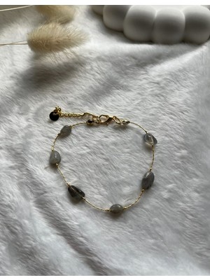 Pel Design Amorf Labradorit Taşı Altın Kaplama Bileklik