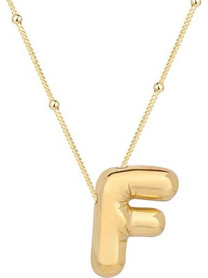 Gumush Gümüş Gold Balon F Harfi Kadın Kolye
