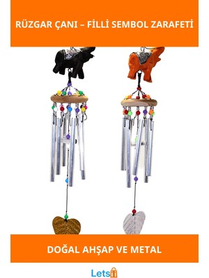 Letsii Ahşap ve Metal Filli Rüzgar Çanı Doğal Dekoratif Unsur