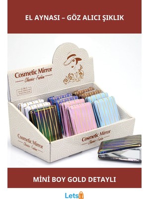 Letsii Gold Detaylı Renkli Mini El Aynası